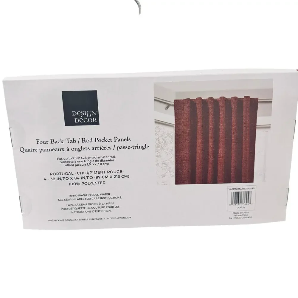 Design Decor Portugal Chili Red 4 Silk Look Curtain Panels 38